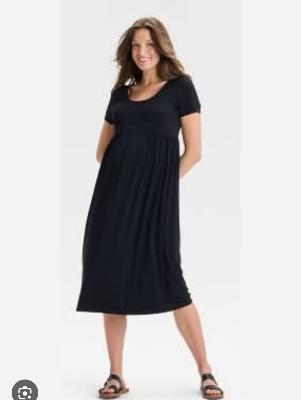 Isabel by Ingrid & Isabel Black Short Sleeve Maternity Midi Jersey Knit Dsess S